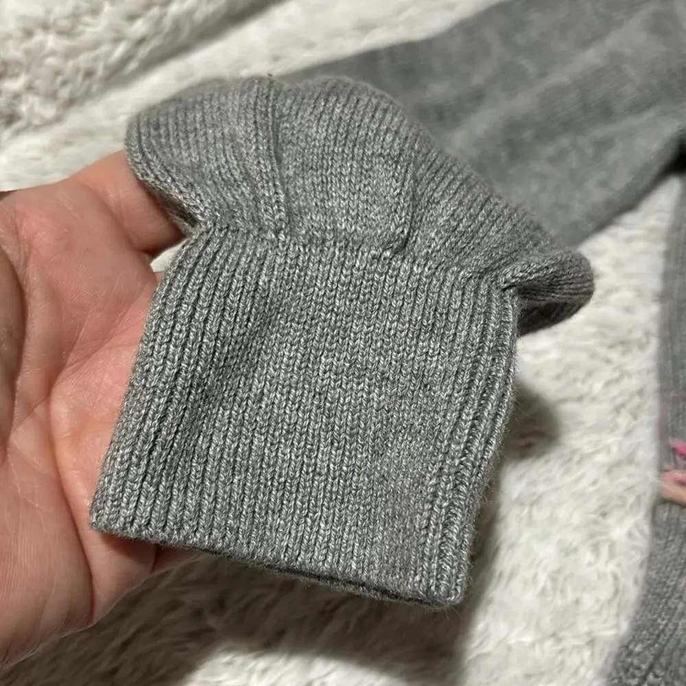 Baby Gap 5 grey one button open front horse detail 3d mane pink cream euc